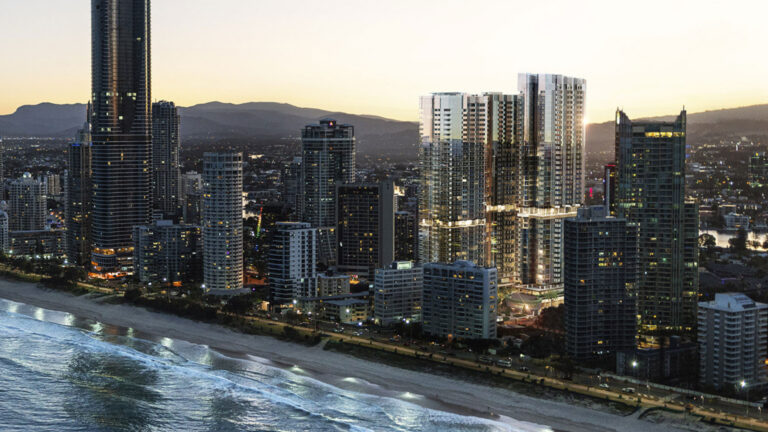 Paradiso Place at Dusk looking from Surfers Paradise Beach